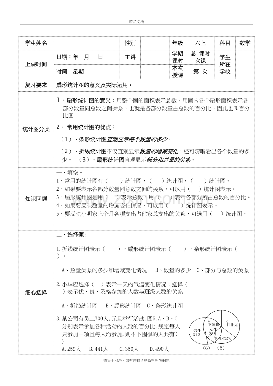 六年级数学扇形统计图知识总结复习课程.doc_第2页