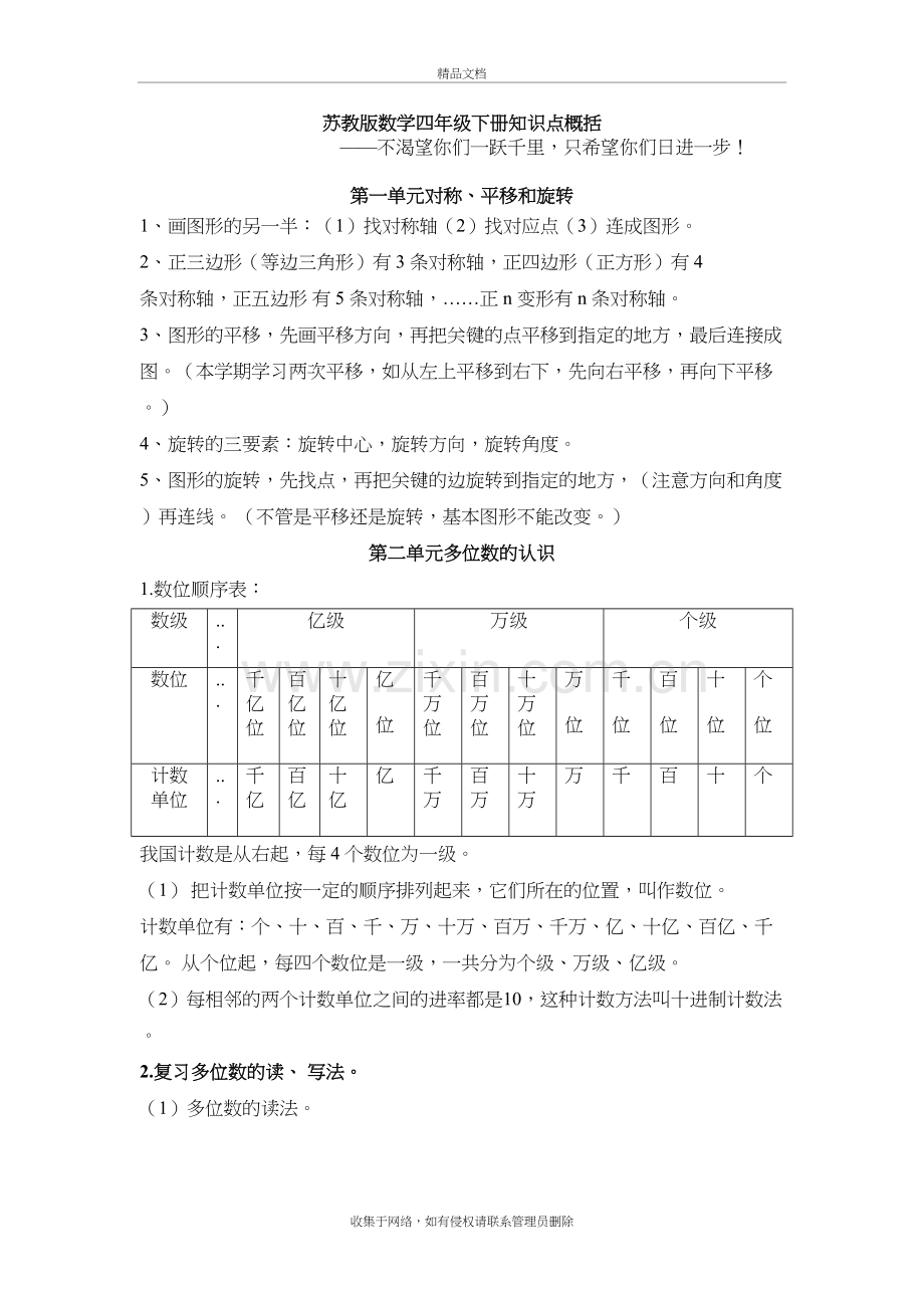 苏教版四年级下册数学知识点总结word版本.doc_第2页