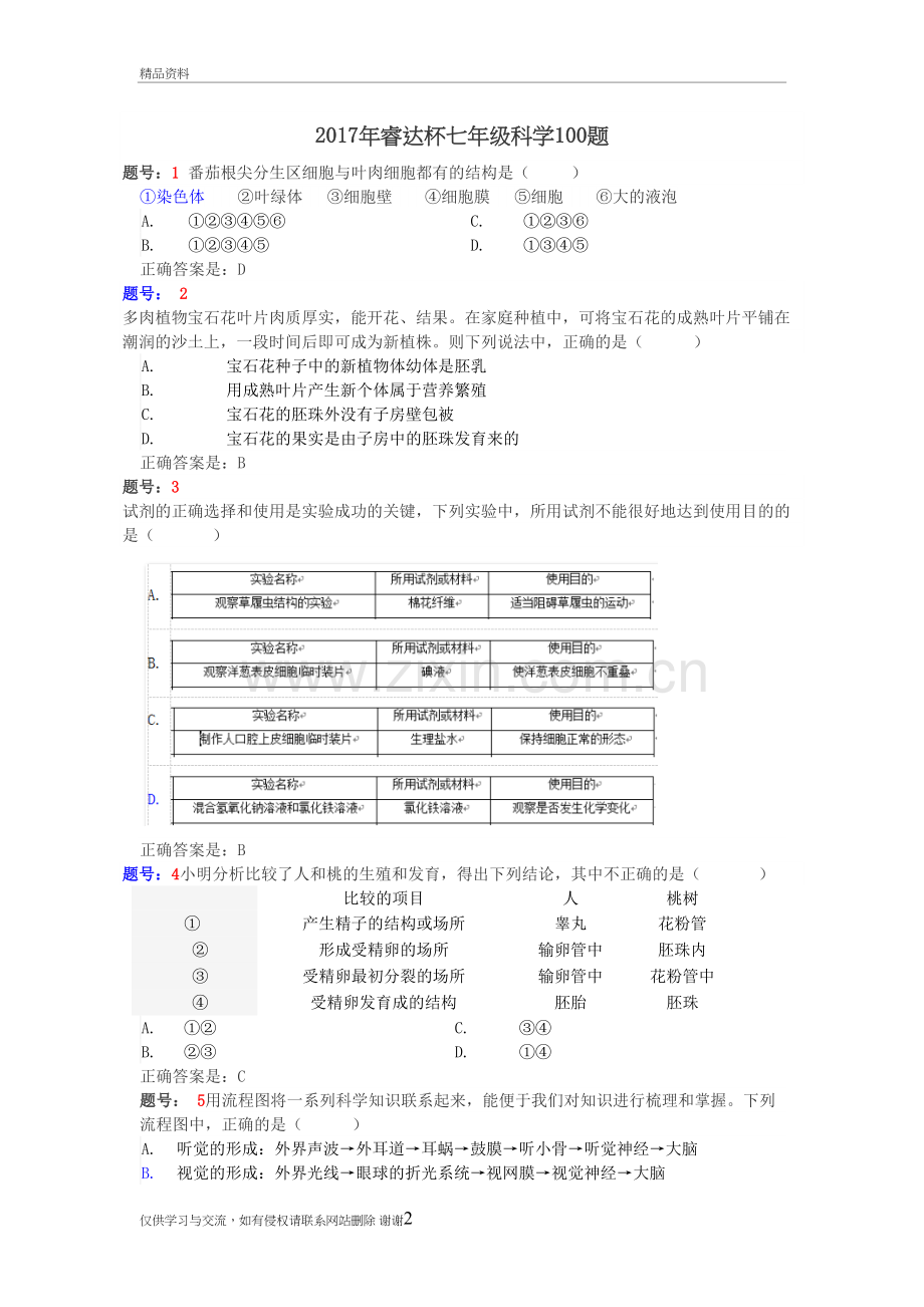 睿达杯科学七年级100题含参考答案(1-30)知识分享.doc_第2页