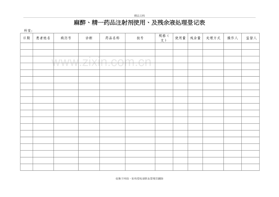 麻醉、精一药品注射剂使用、及残余液处理登记表资料讲解.doc_第2页