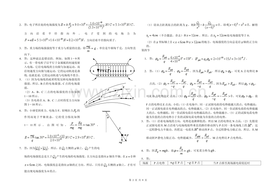 高中物理选修3—1课后习题答案及解释教学提纲.pdf_第2页