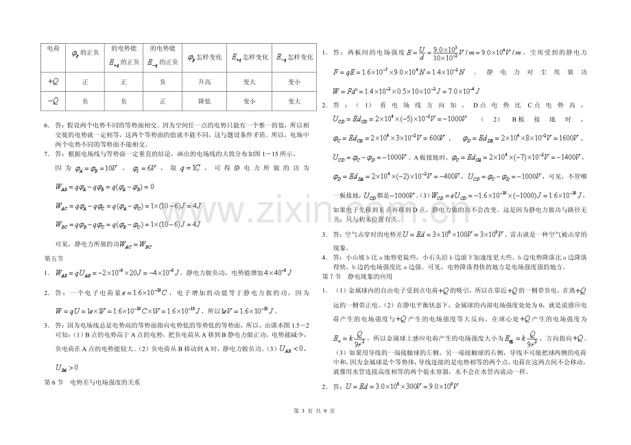 高中物理选修3—1课后习题答案及解释教学提纲.pdf_第3页