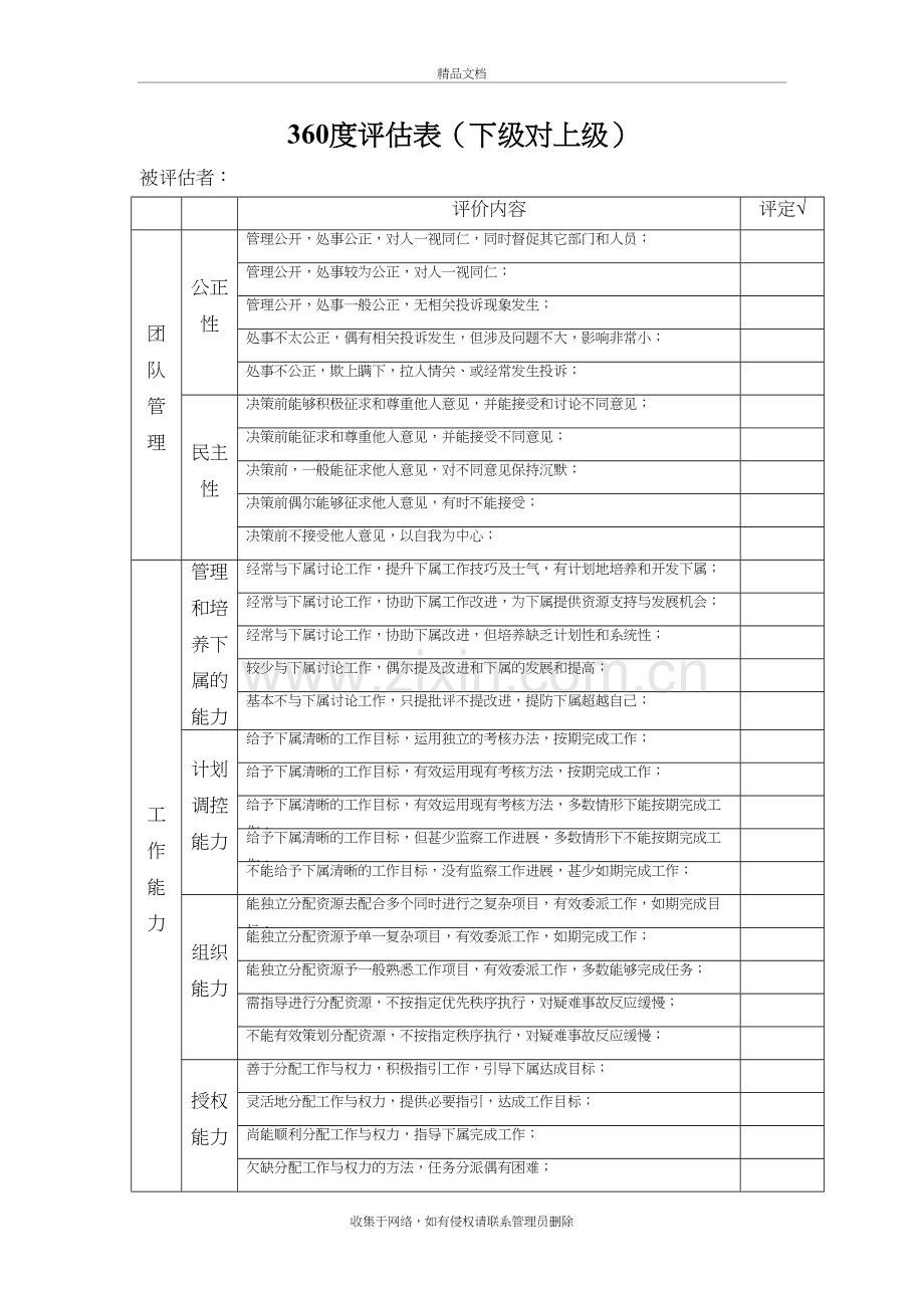 360度绩效评估表下级对上级教程文件.doc_第2页