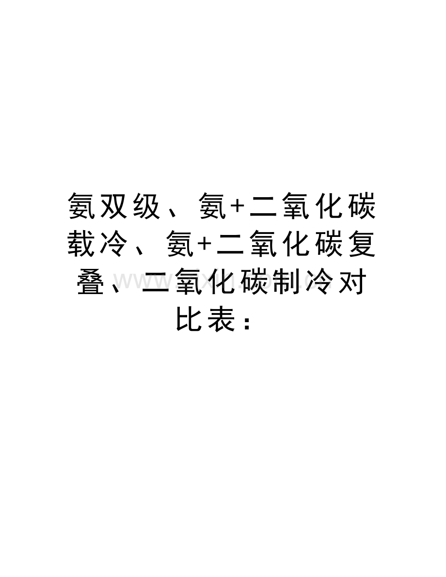 氨双级、氨+二氧化碳载冷、氨+二氧化碳复叠、二氧化碳制冷对比表：备课讲稿.doc_第1页