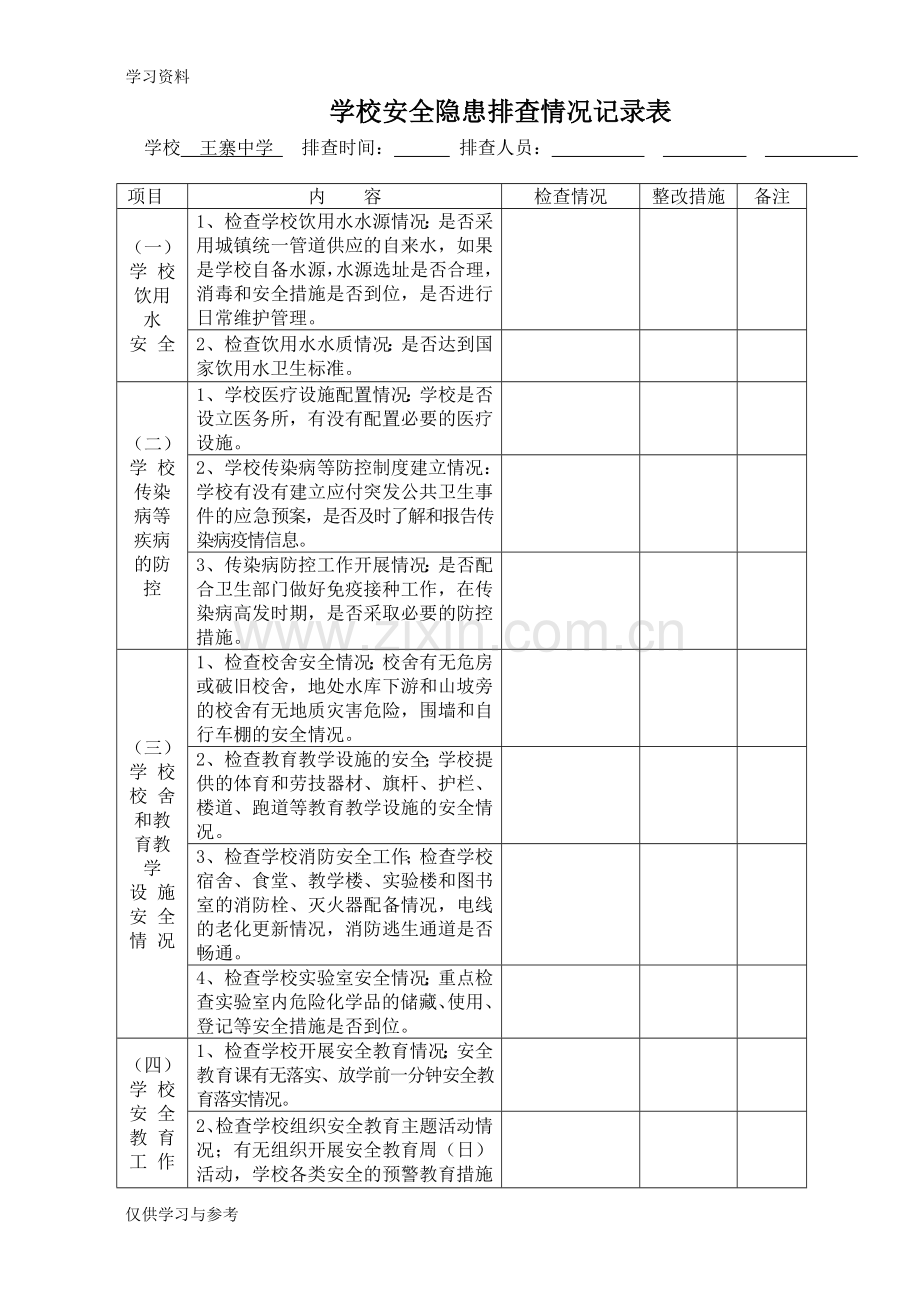 安全隐患排查整改记录表电子教案.doc_第1页