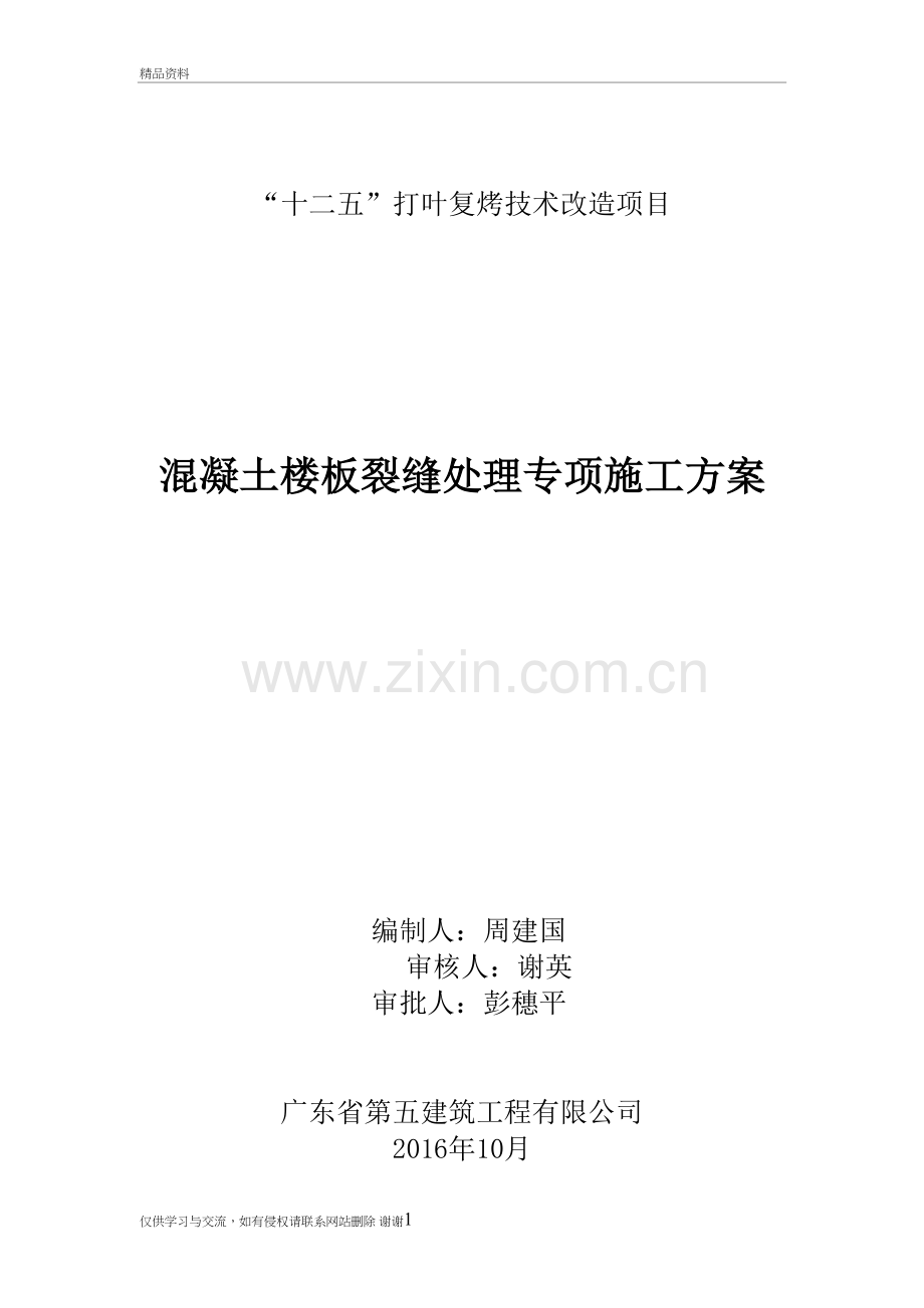 混凝土楼板裂缝处理专项施工方案讲课讲稿.doc_第2页