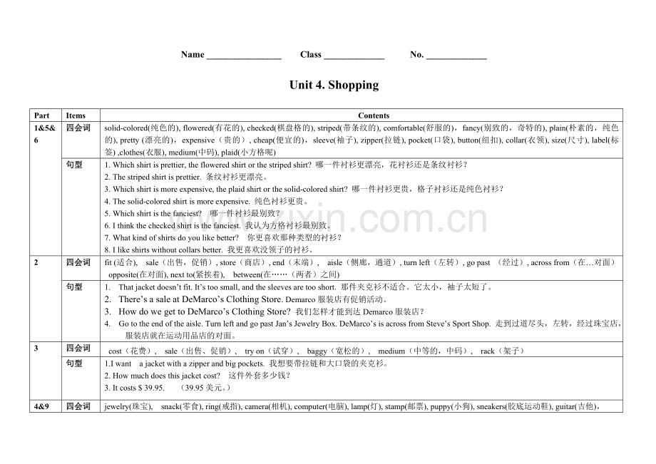 新派英语第五册Unit4加油站教学提纲.doc_第1页