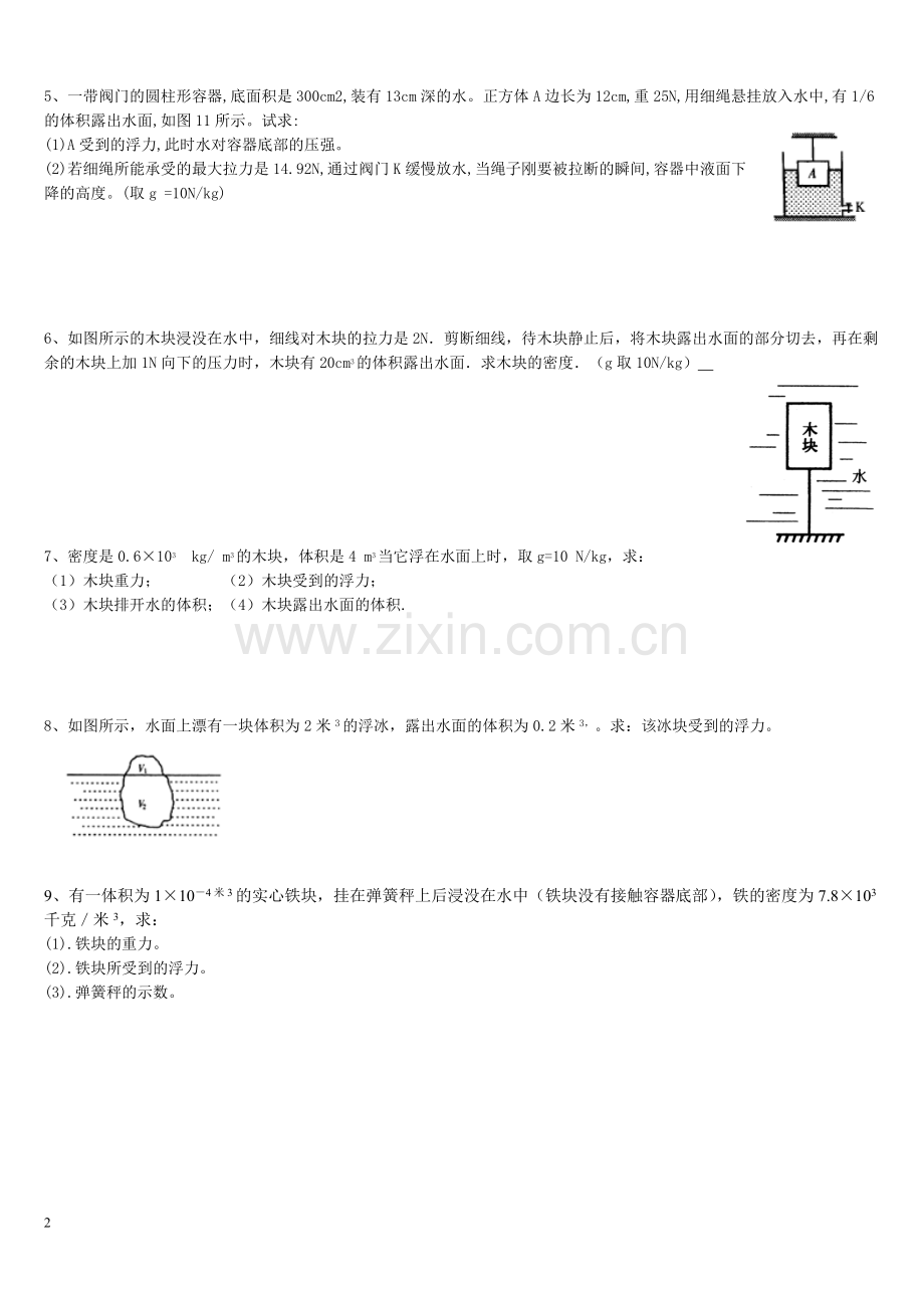 八年级物理浮力压强专题经典计算题(含答案解析)知识分享.doc_第2页