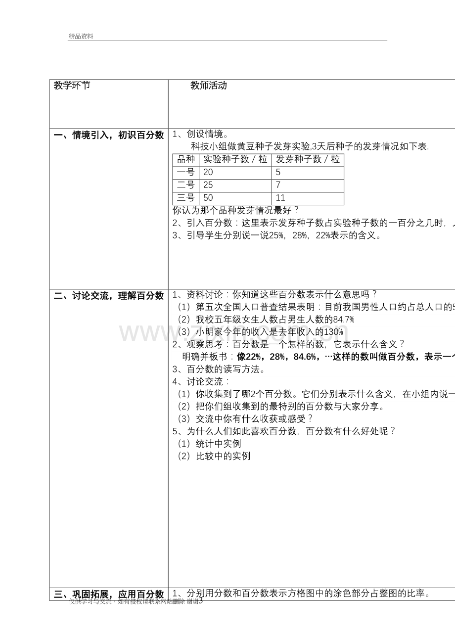 《百分数的认识》公开课教学设计及教学反思讲课讲稿.doc_第3页