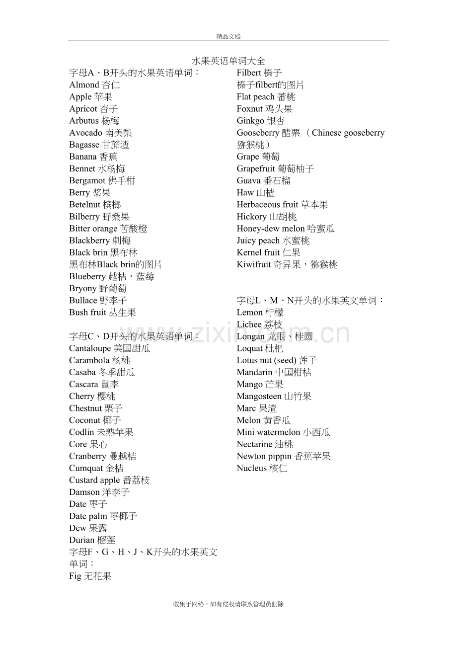 水果英语单词大全复习过程.doc_第2页