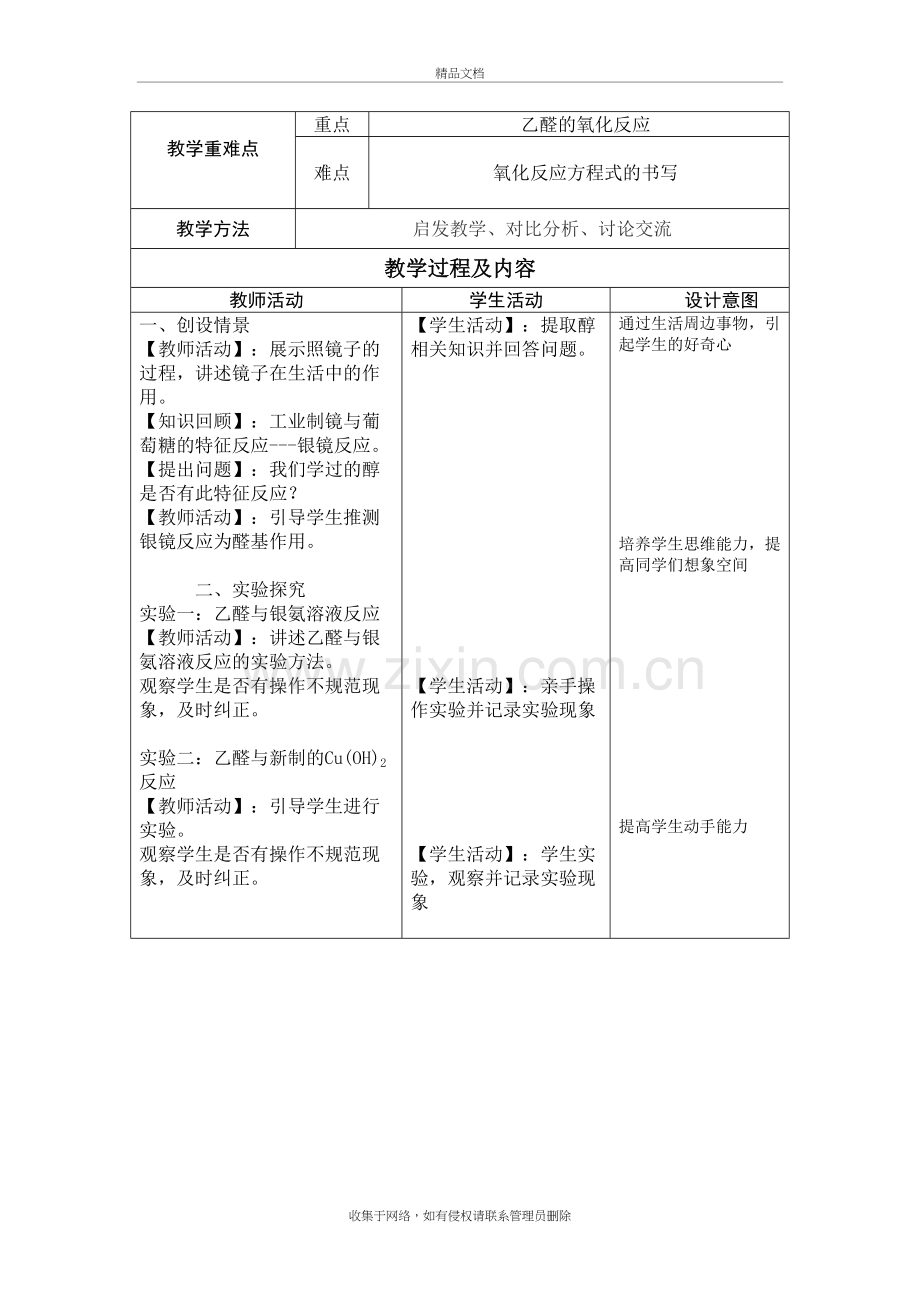 乙醛的氧化反应教学设计教学内容.doc_第3页