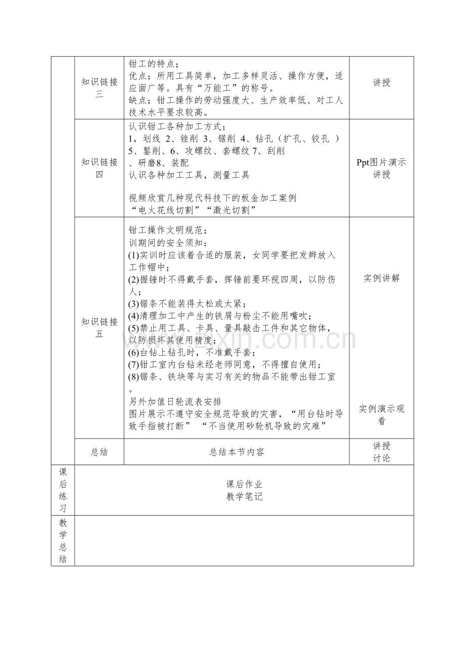 《钳工技能训练》教案讲解学习.doc_第3页