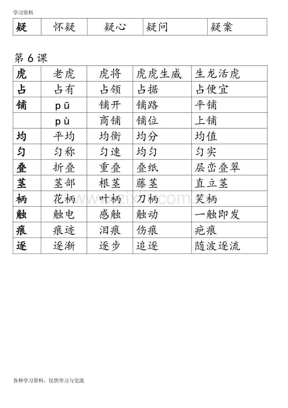 人教版四年级上册语文生字组词doc资料.doc_第3页