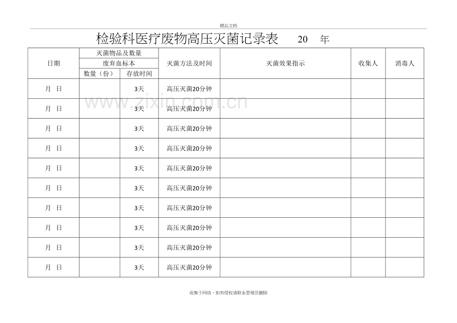 检验科医疗废物高压灭菌记录表说课讲解.doc_第2页