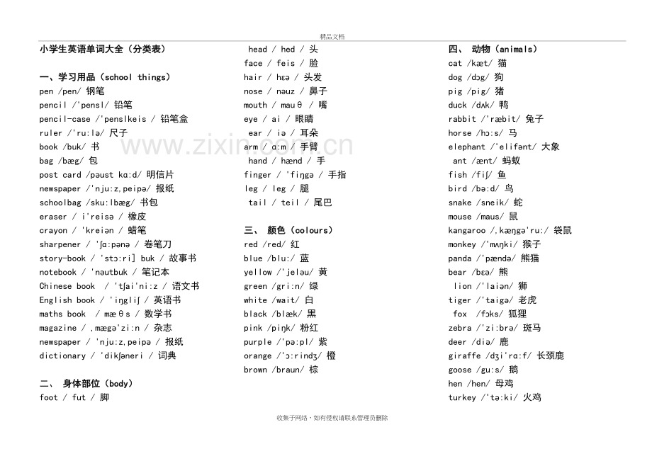 小学生教育英语单词大全(分类表)资料.doc_第2页