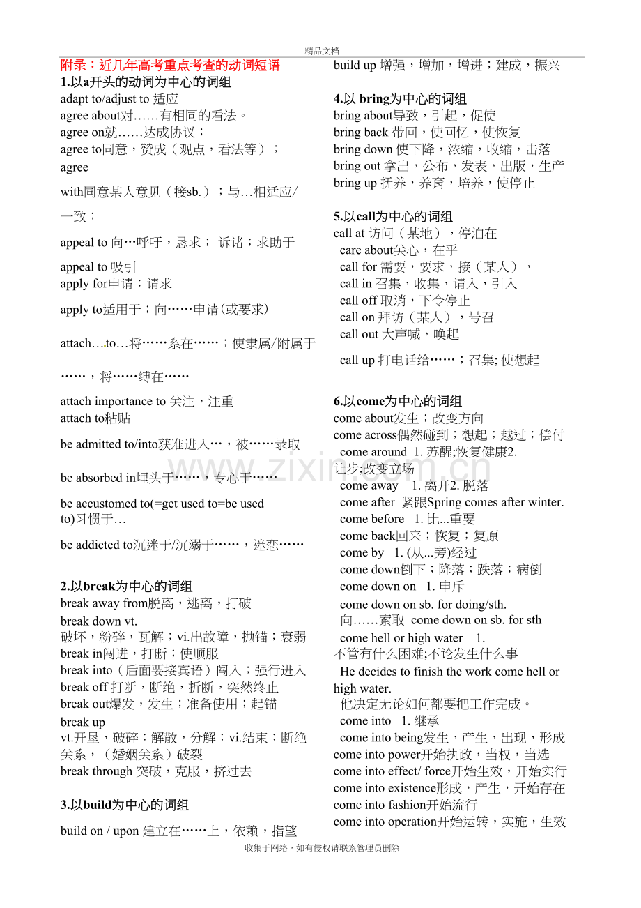 高考重点短语词组(两栏)教学内容.doc_第2页