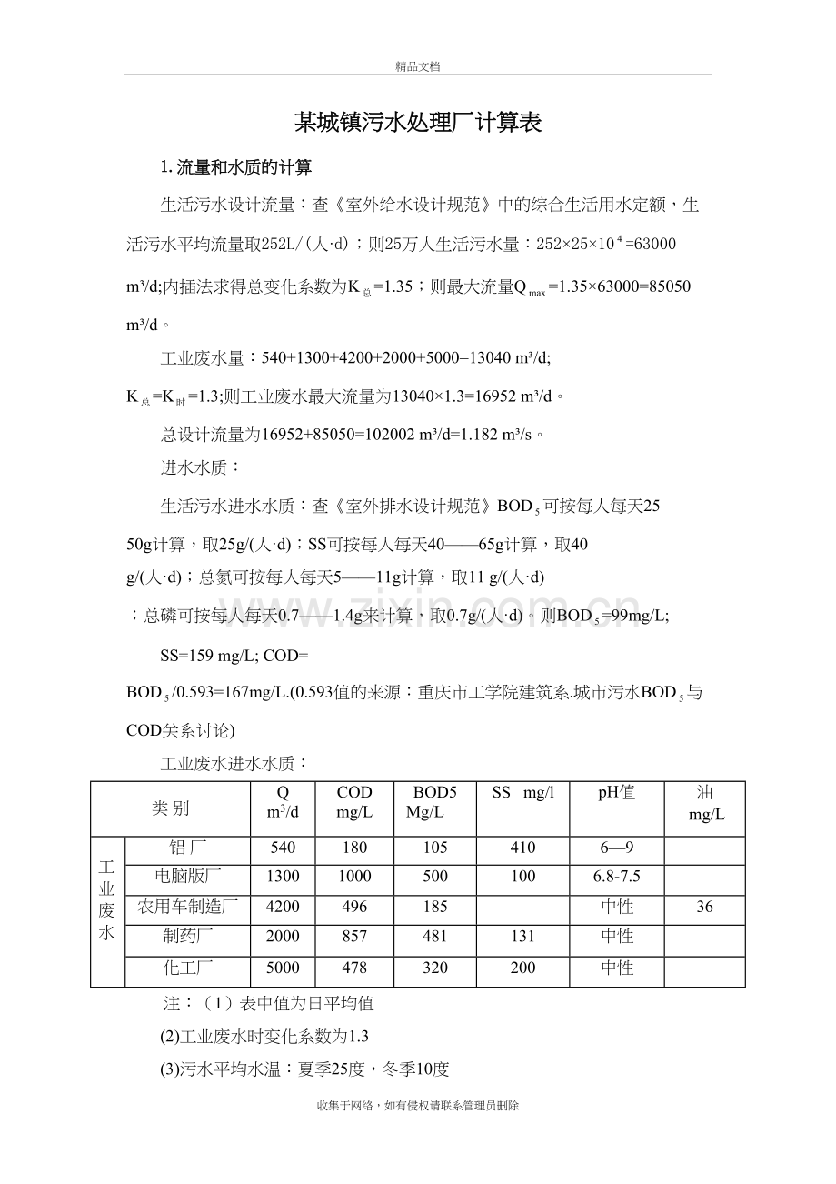 某市污水处理厂课程设计计算表doc资料.doc_第2页