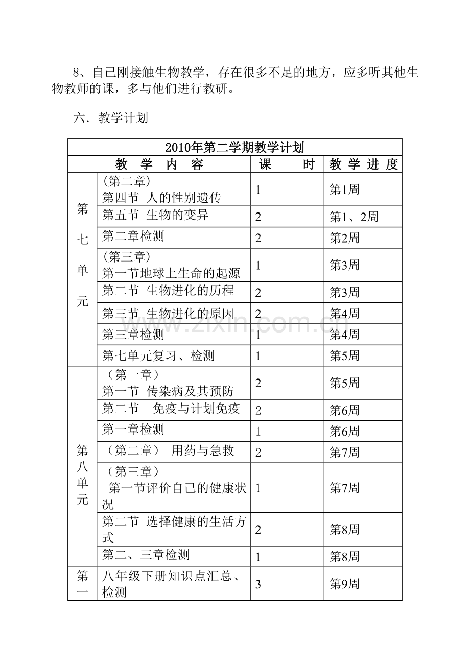 八年级下册生物教学计划14868教学提纲.doc_第3页