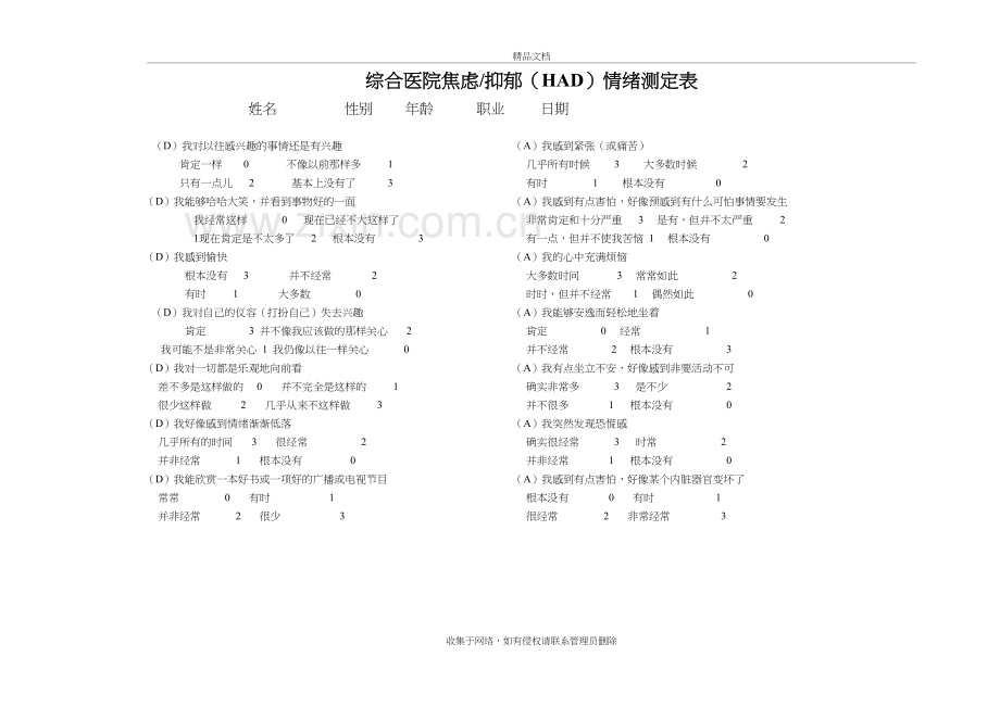 焦虑抑郁评分表doc资料.doc_第2页