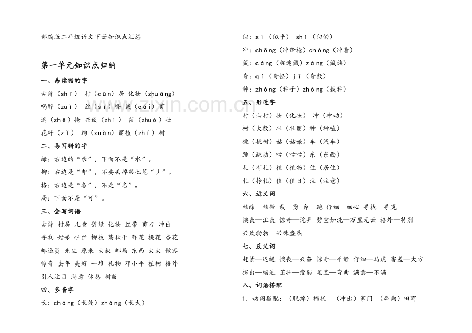 部编版二年级语文下册知识点汇总资料讲解.docx_第2页