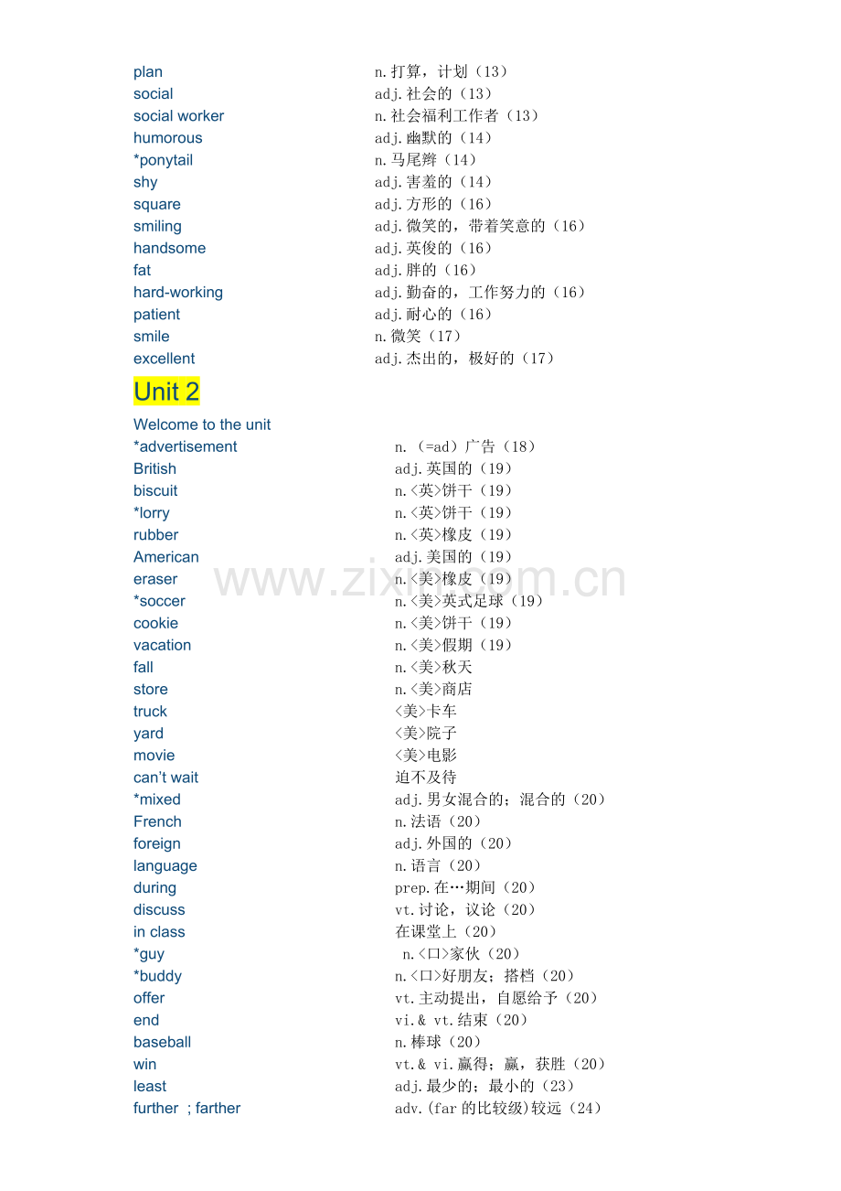 八年级上英语单词表培训资料.doc_第2页