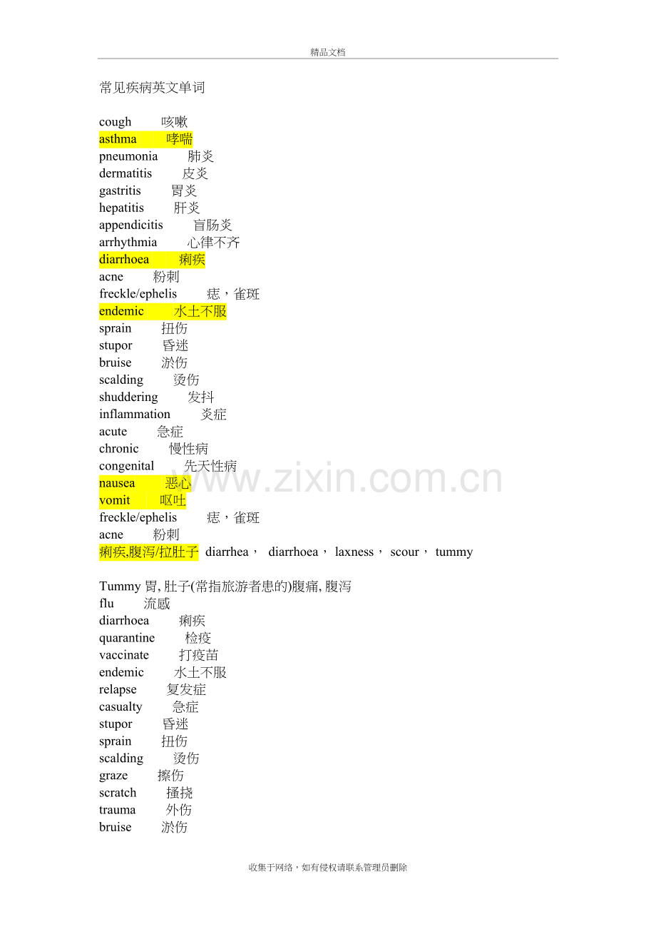 常见疾病英文单词教学内容.doc_第2页