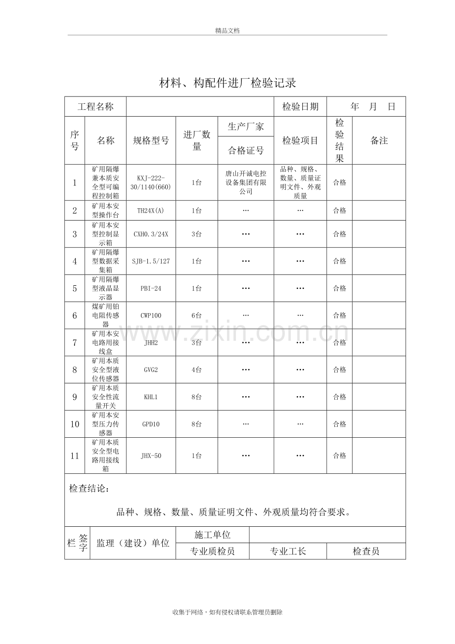 材料、构配件进场检验记录教学文案.doc_第2页