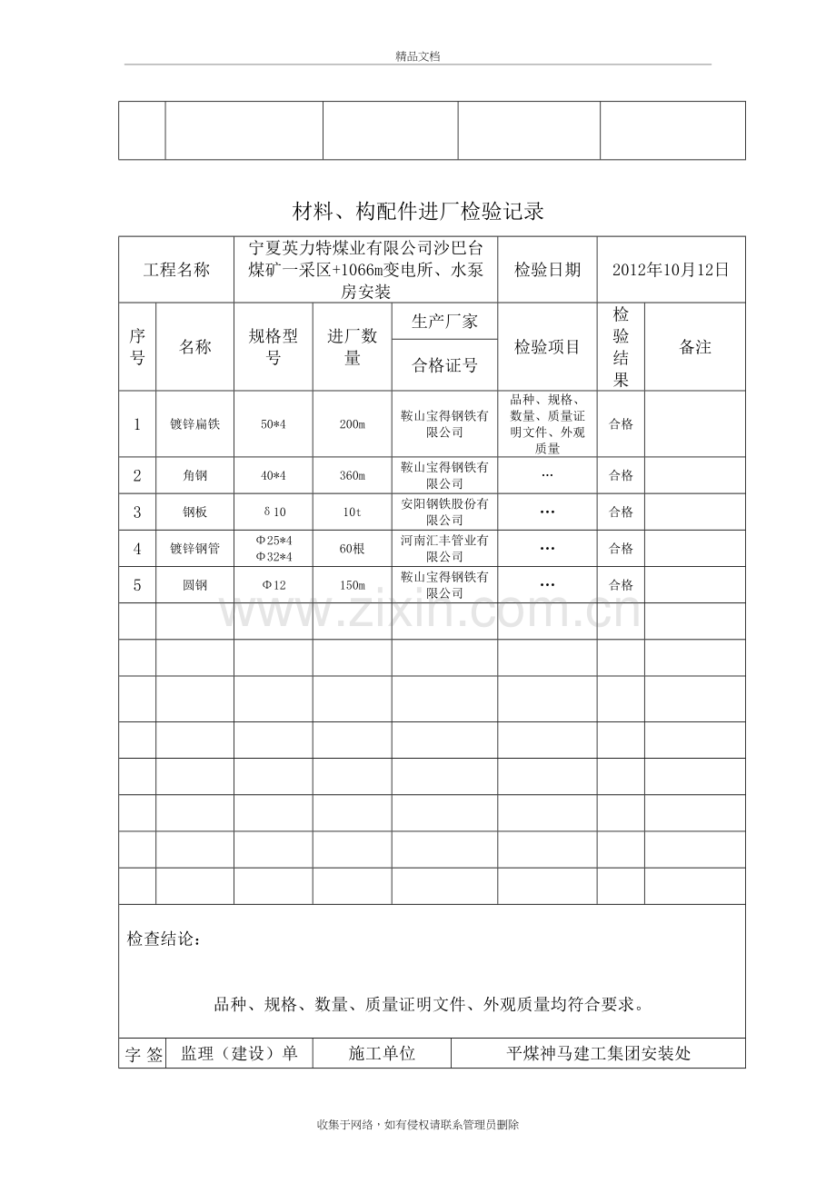 材料、构配件进场检验记录教学文案.doc_第3页