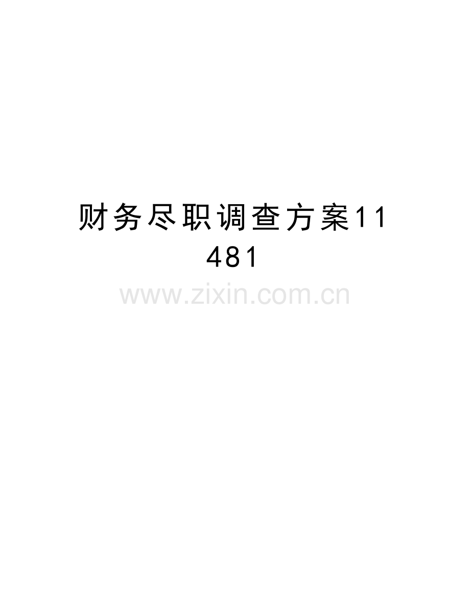 财务尽职调查方案11481资料讲解.doc_第1页