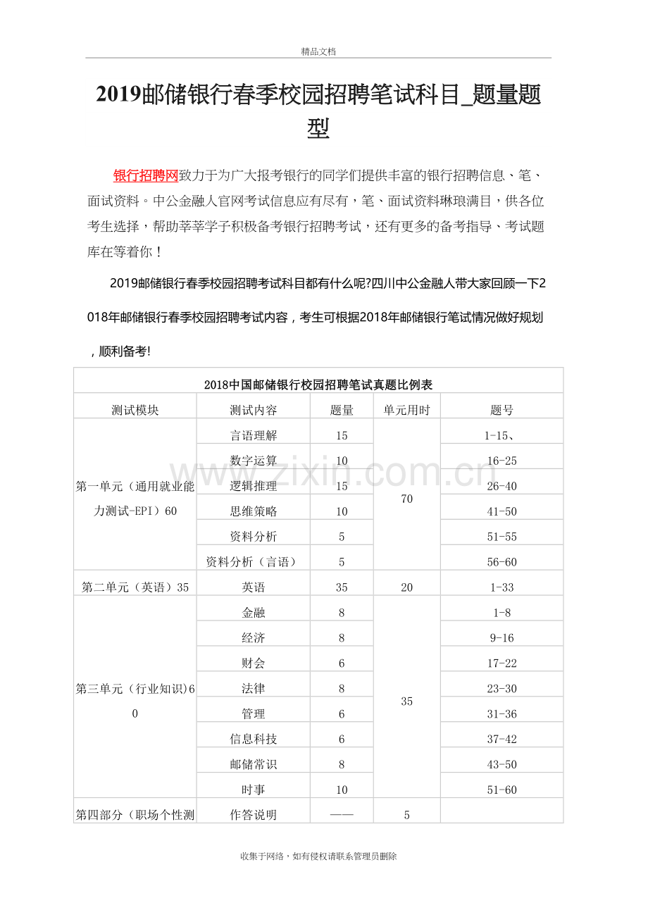 2019邮储银行春季校园招聘笔试科目-题量题型讲解学习.docx_第2页