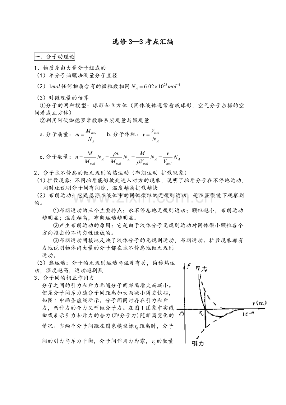 高中物理选修3-3-3-5知识点整理复习进程.doc_第1页