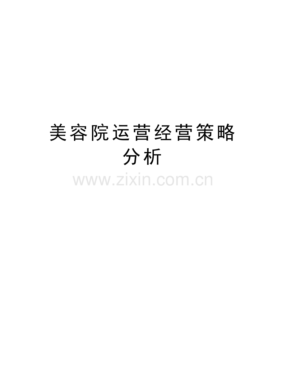 美容院运营经营策略分析培训讲学.doc_第1页