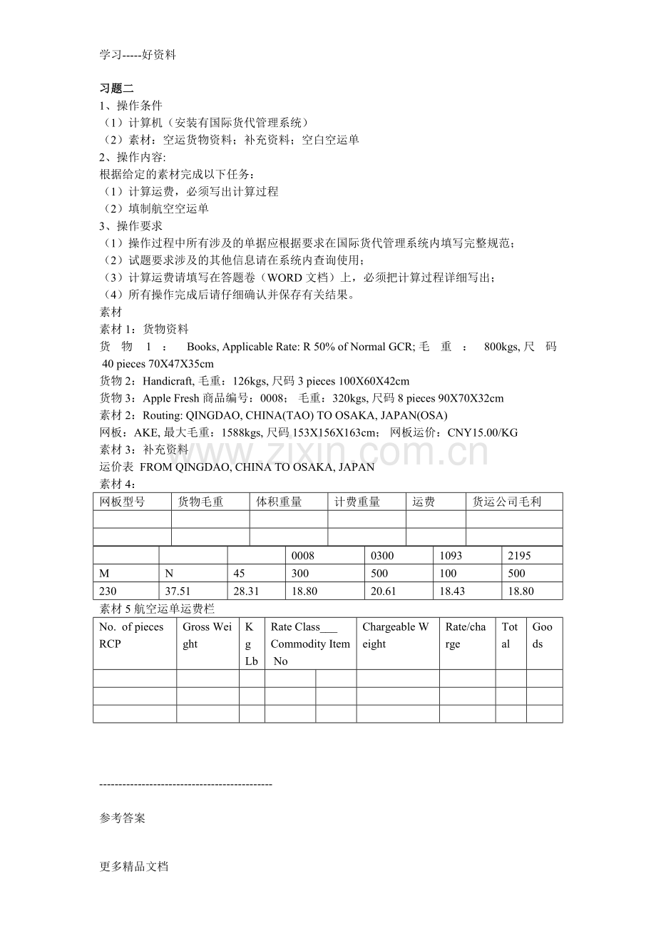 货运代理相关问题复习资料讲解.doc_第1页