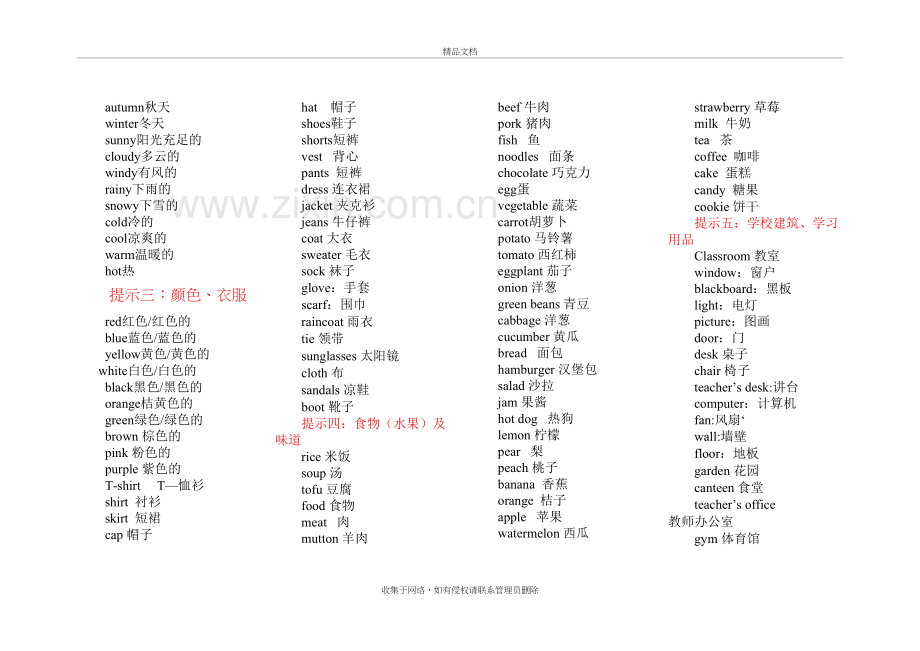 小学英语单词分类表(自己整理)复习过程.doc_第3页