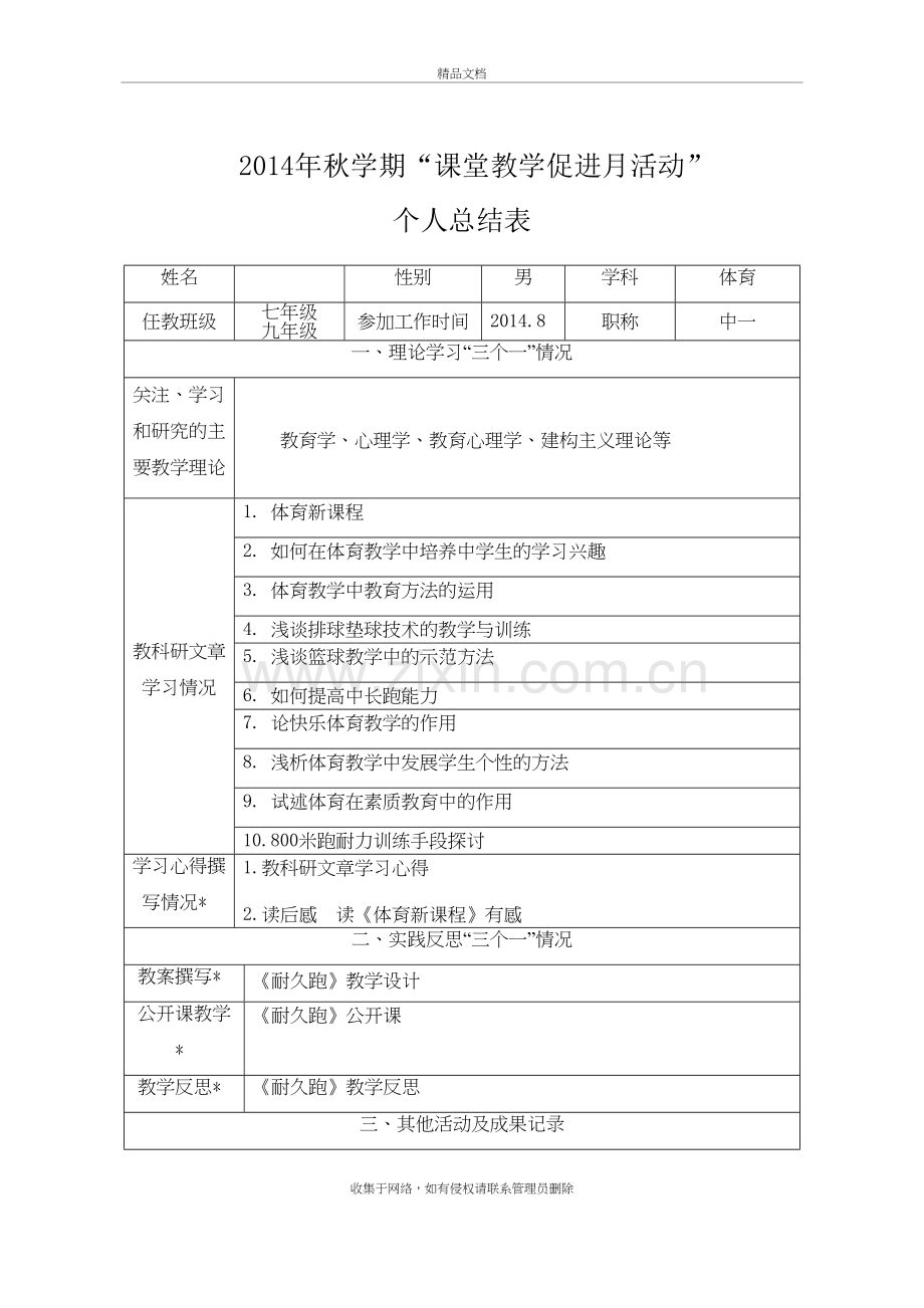 “课堂教学促进月活动”个人总结表教学文案.doc_第2页