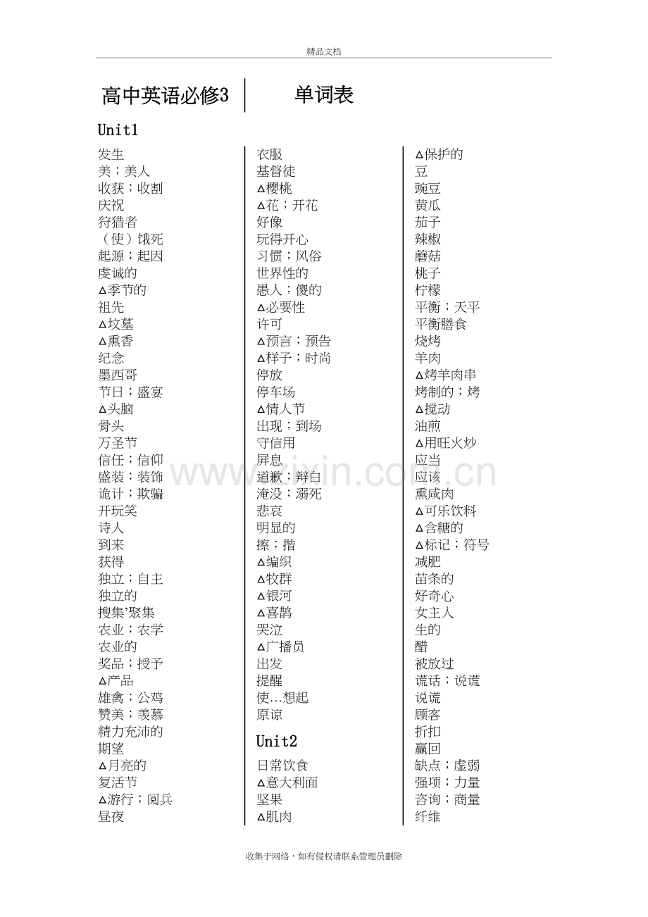 高中英语必修3单词表汉语教学内容.doc_第2页