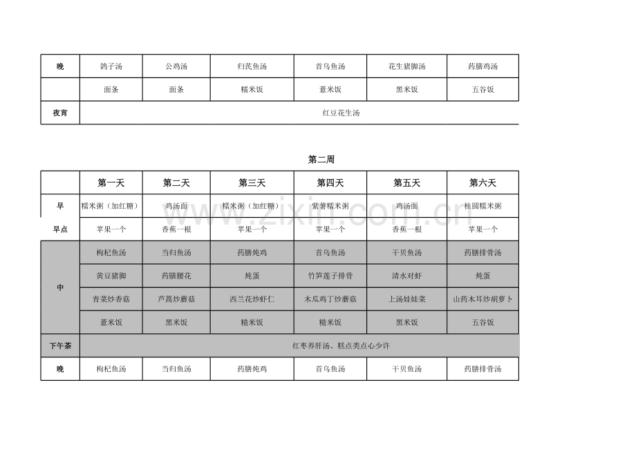 独家月子餐食谱(excel版)教学提纲.xls_第2页