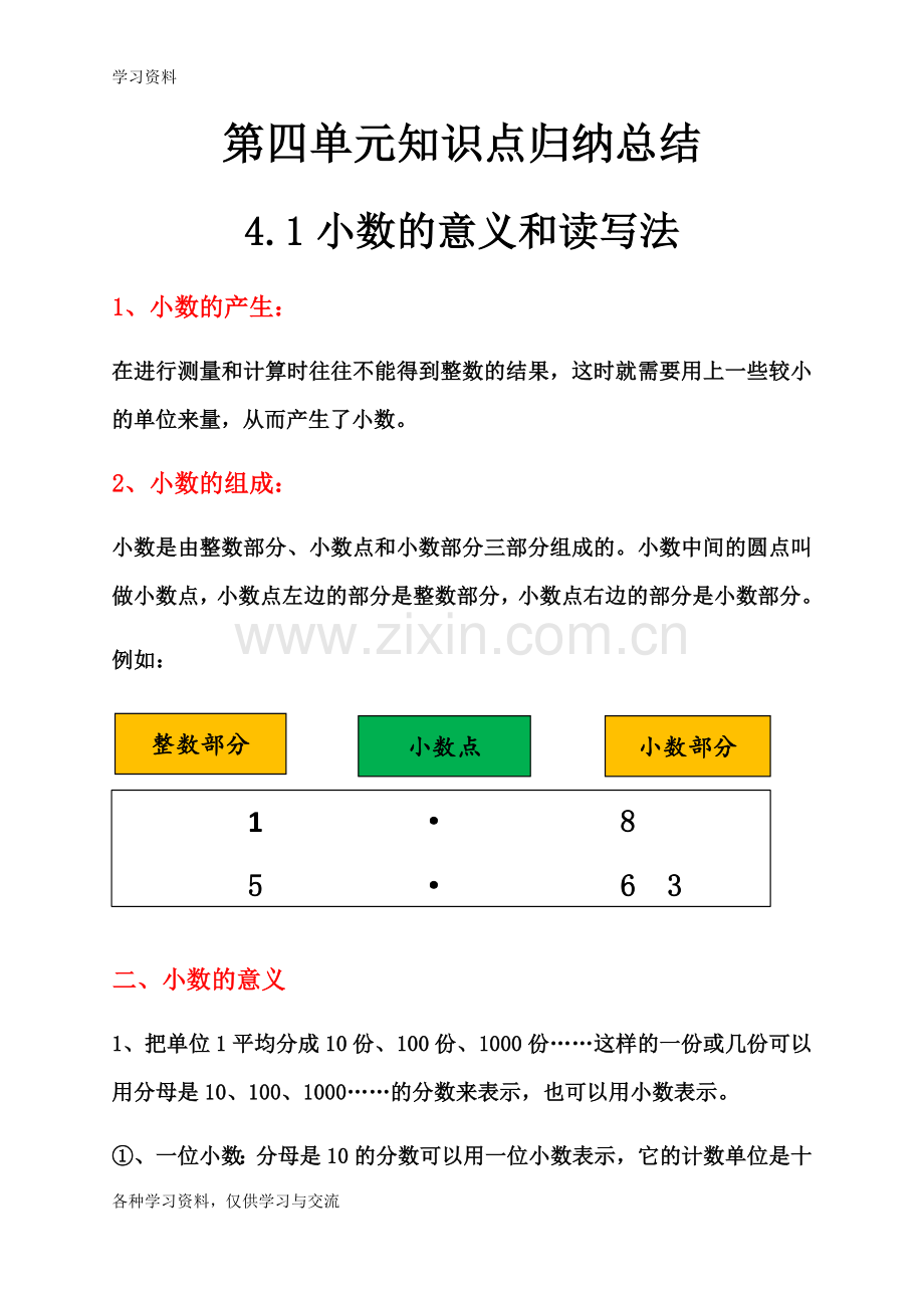 人教版四年级数学下册第四单元知识点归纳总结资料.doc_第1页