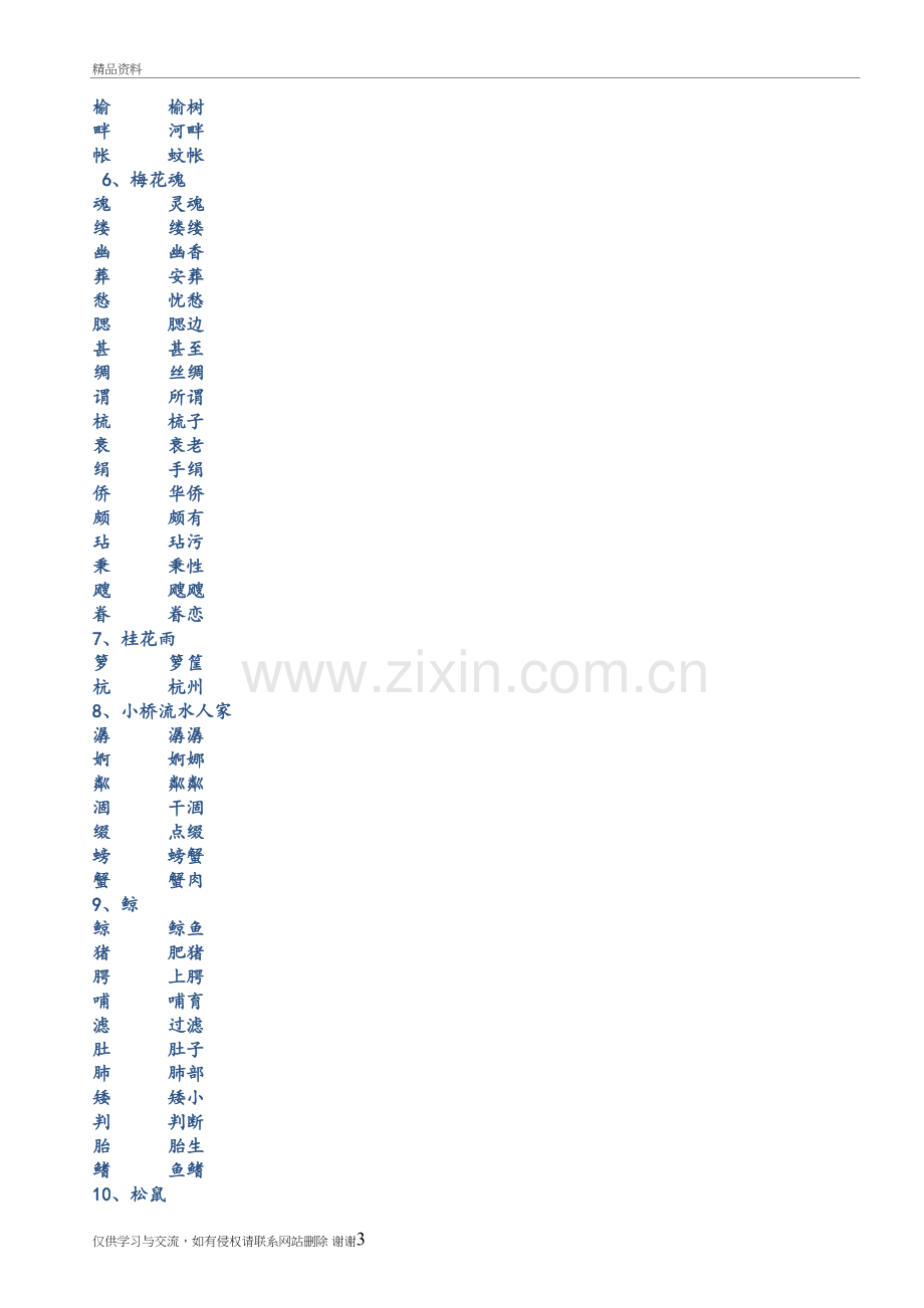 人教版小学语文五年级上册生字表楷体字帖备课讲稿.doc_第3页