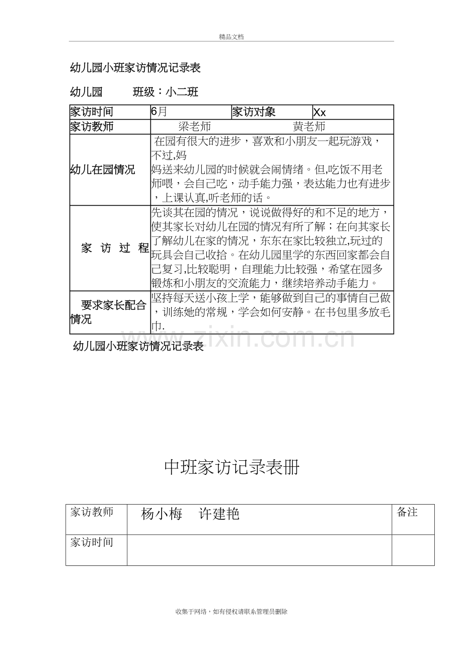 幼儿园中班家访情况记录表教学内容.doc_第2页