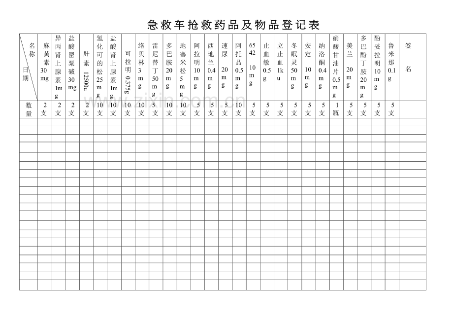 产房急救车抢救药品及物品登记-表电子教案.doc_第2页