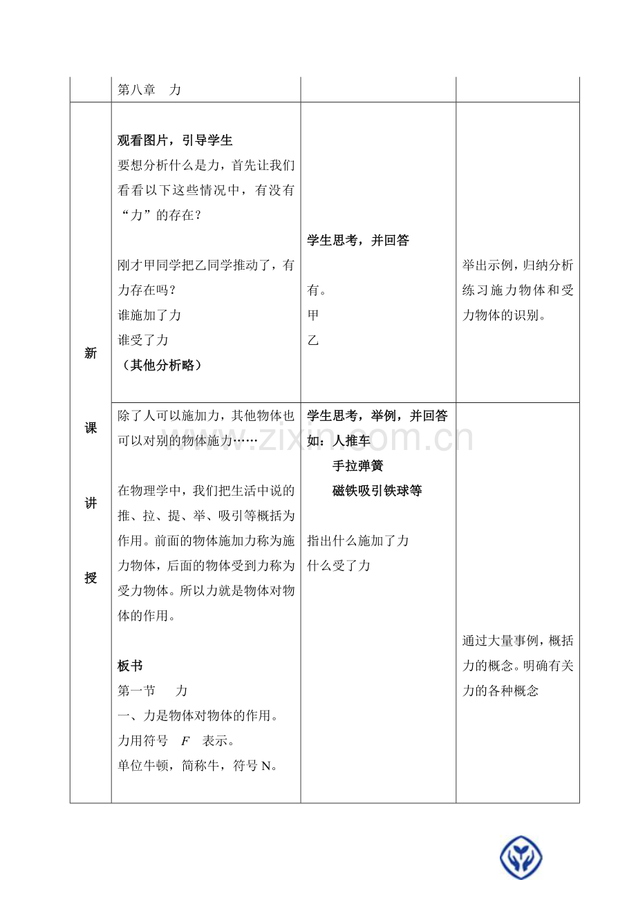 八年级下册物理第七章第一节-力-教案培训资料.doc_第2页