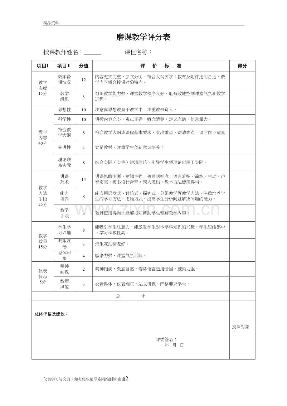 磨课教学评分表教学文稿.doc_第2页