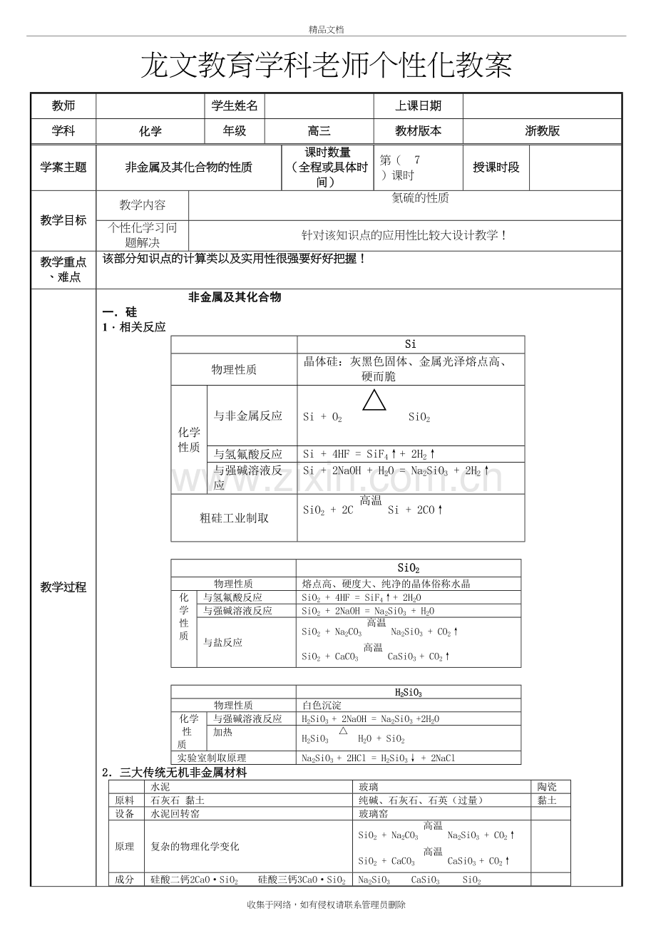 非金属元素及其化合物的知识点总结-(绝对好)讲课教案.doc_第2页