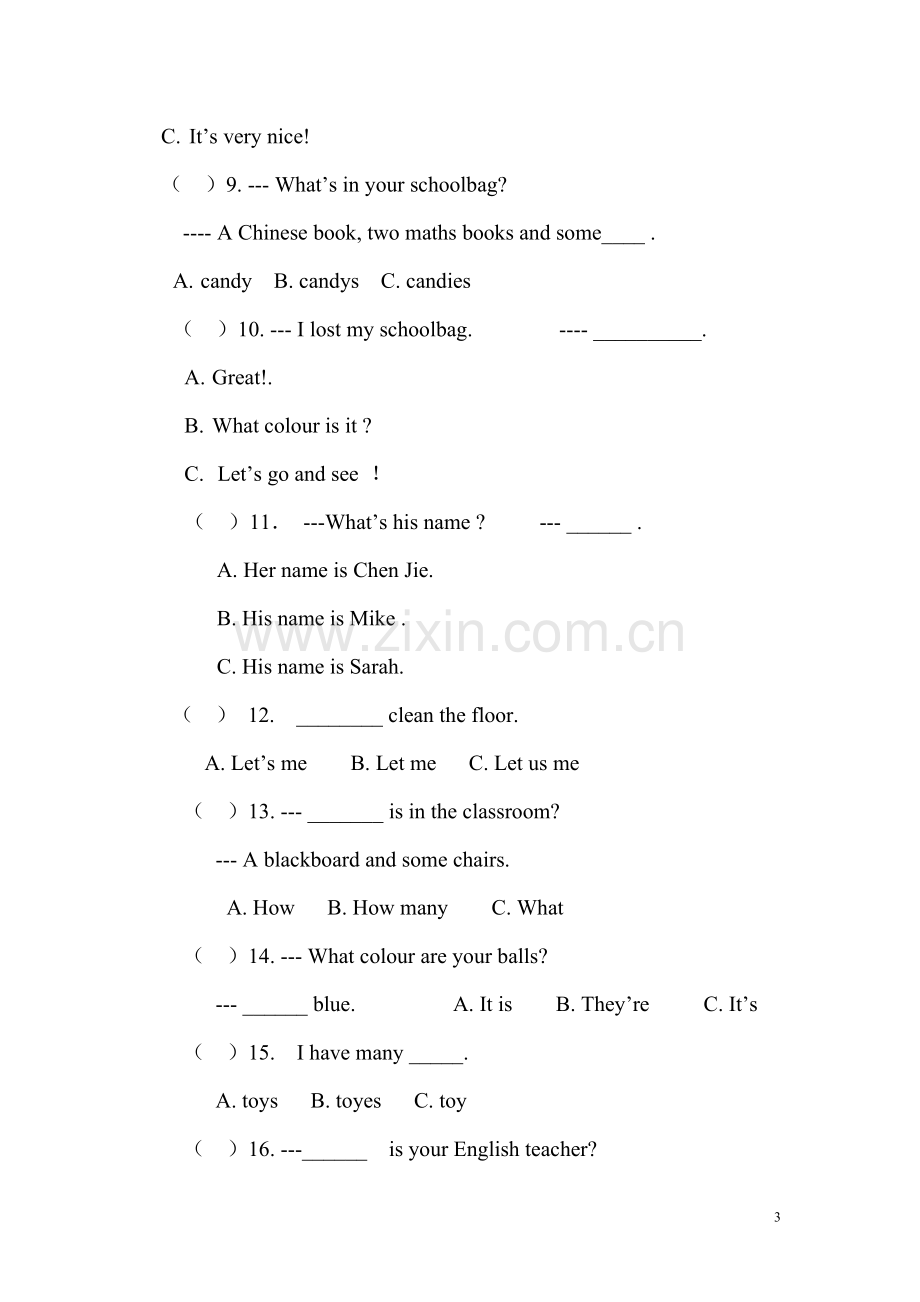 小学四年级上学期英语试题教学提纲.doc_第3页