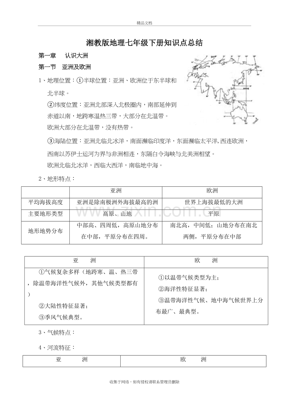 湘教版地理七年级下册知识点总结教学提纲.doc_第2页