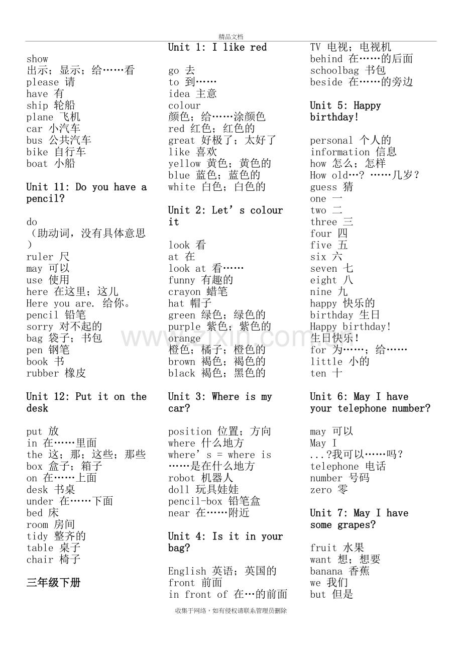 小学英语单词汇总表-广州版(适合打印)上课讲义.doc_第3页