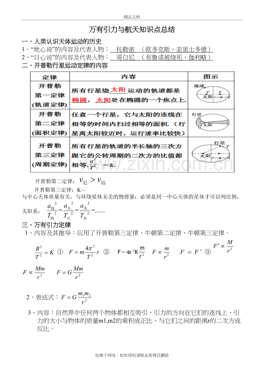 《万有引力与航天》知识点总结教学文案.doc_第2页