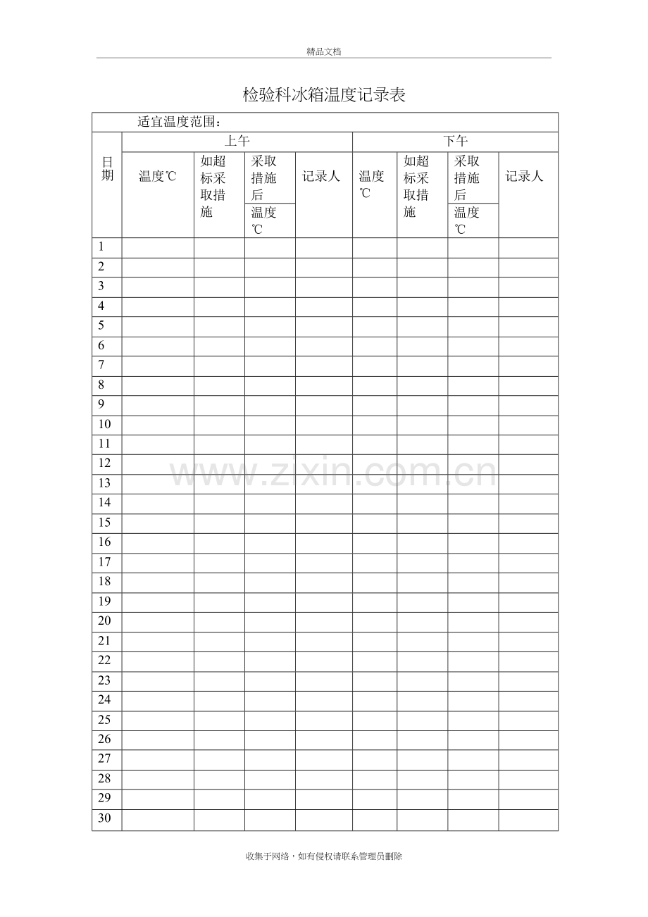 检验科冰箱温度记录表复习过程.doc_第2页