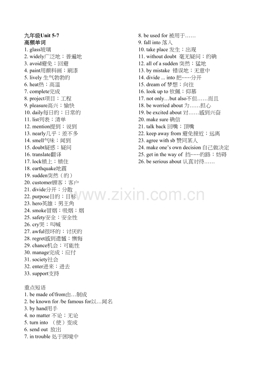 九年级高频单词与重点词组学习资料.docx_第3页